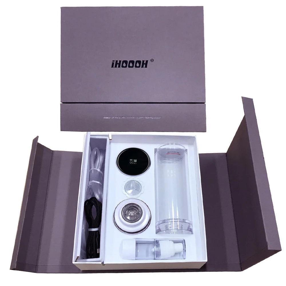 IHOOOH Rich Hydrogen Water Generator Bottle Nano Smart Cup MRET OH 7.8Hz Molecular Resonance Pure H2 Japan Mini Ventilator