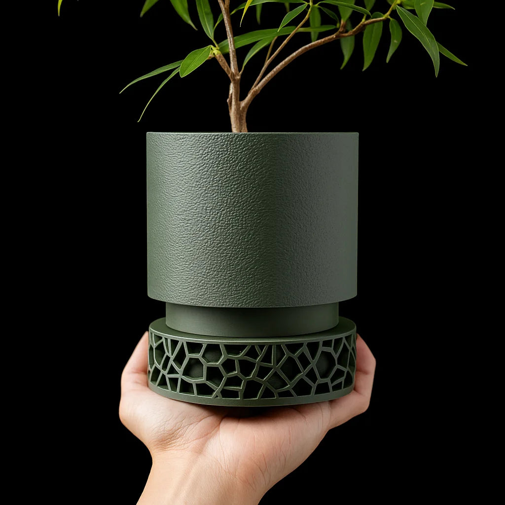 Modern Minimalist 3D Printed Plant Pot – Biodegradable Flower Planter for Home Decor, Eco-Friendly Sustainable Gift (Vori )