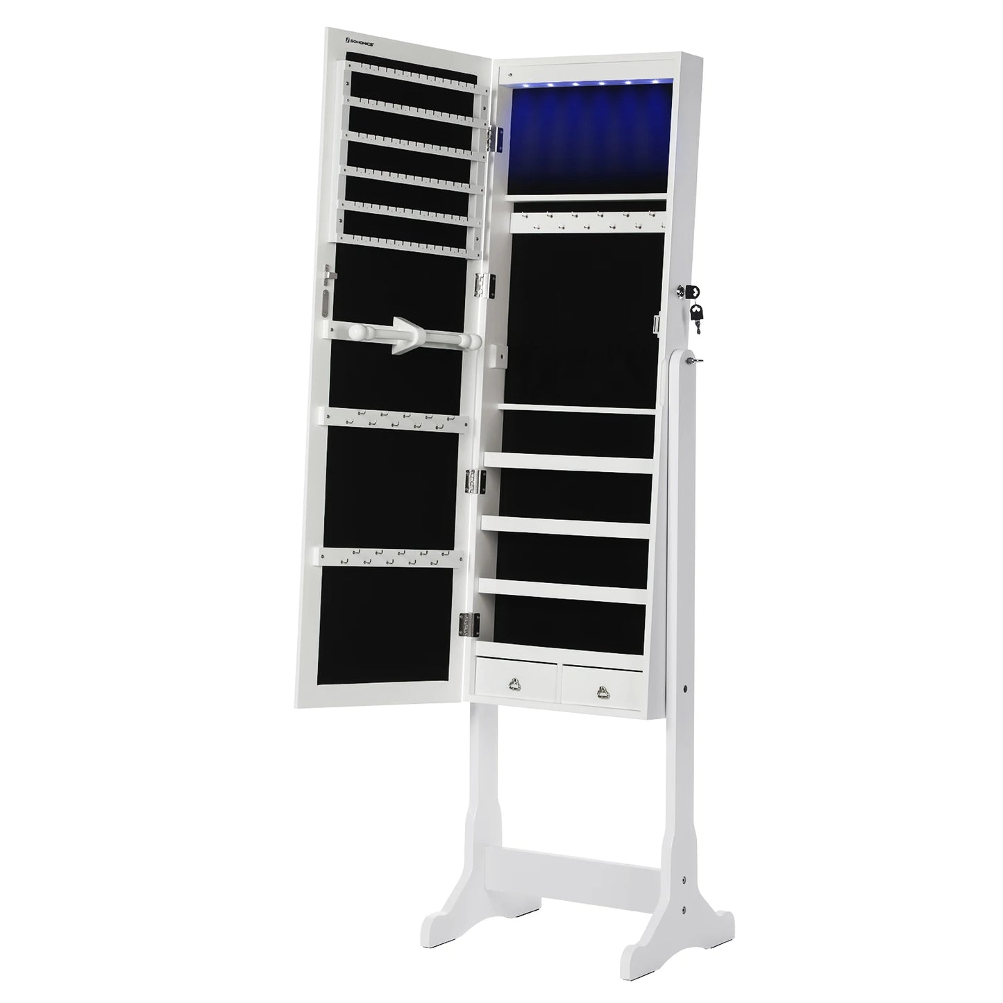 #Full Length Mirror Standing Lights Jewelry Cabinet Eco Friendly Mirror Jewelry Armoire with LED