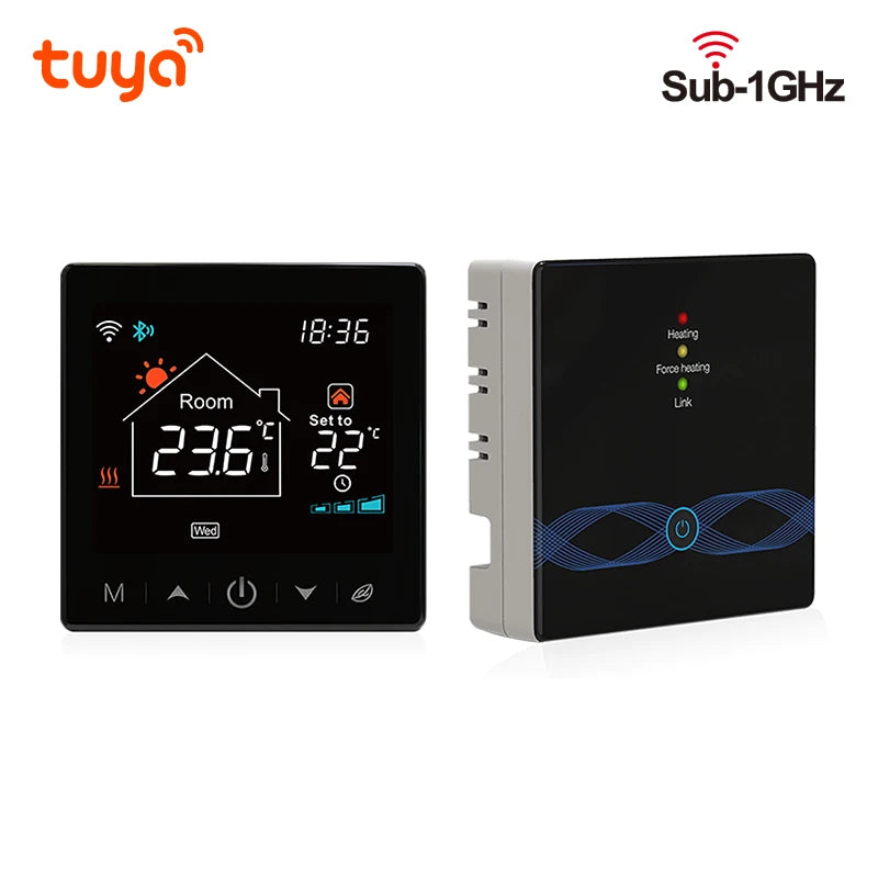 Tuya Smart Home Wifi Wireless Thermostats For Gas Boiler Tuya Battery Wifi Heating Thermostat Room RF Smart Life Alexa Google