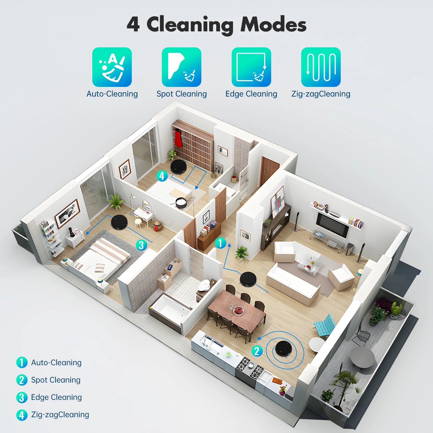 OMESER BR181 Robot Vacuum Cleaner Combo Mop 4KPa Suction Robotic WiFi/Voice Control Auto-Recharge Pet Hair Vacuum Cleaning Robot