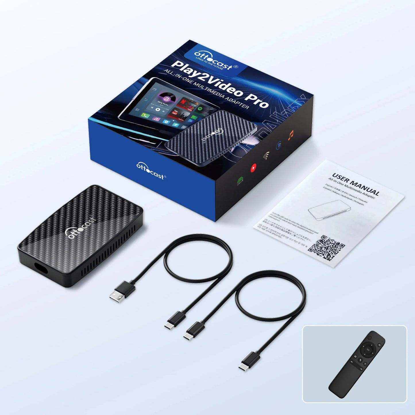 OTTOCAST Play2Video Pro Ai Box Wireless CarPlay Android Auto Adapter Built in Netflix YouTube IPTV Video Box for 98% of Cars