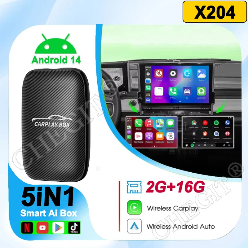 5 in 1 Carplay Ai Box Android Auto Wireless Carplay Adapter Carplay Car Multimedia Player Auto Connect For YouTube Netflix