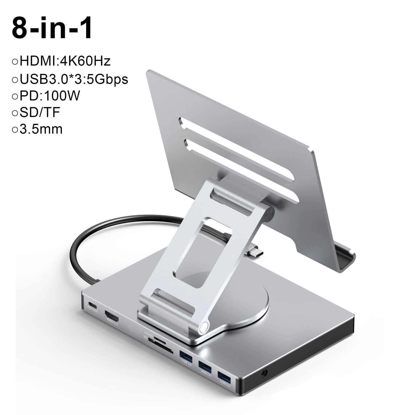 9 in 1 USB C Hub Docking Station SD TF Type C Hub Extension PD100W USB3.0 HDMI 4K 60HZ Adapter Dock Tablet Laptop Accessories