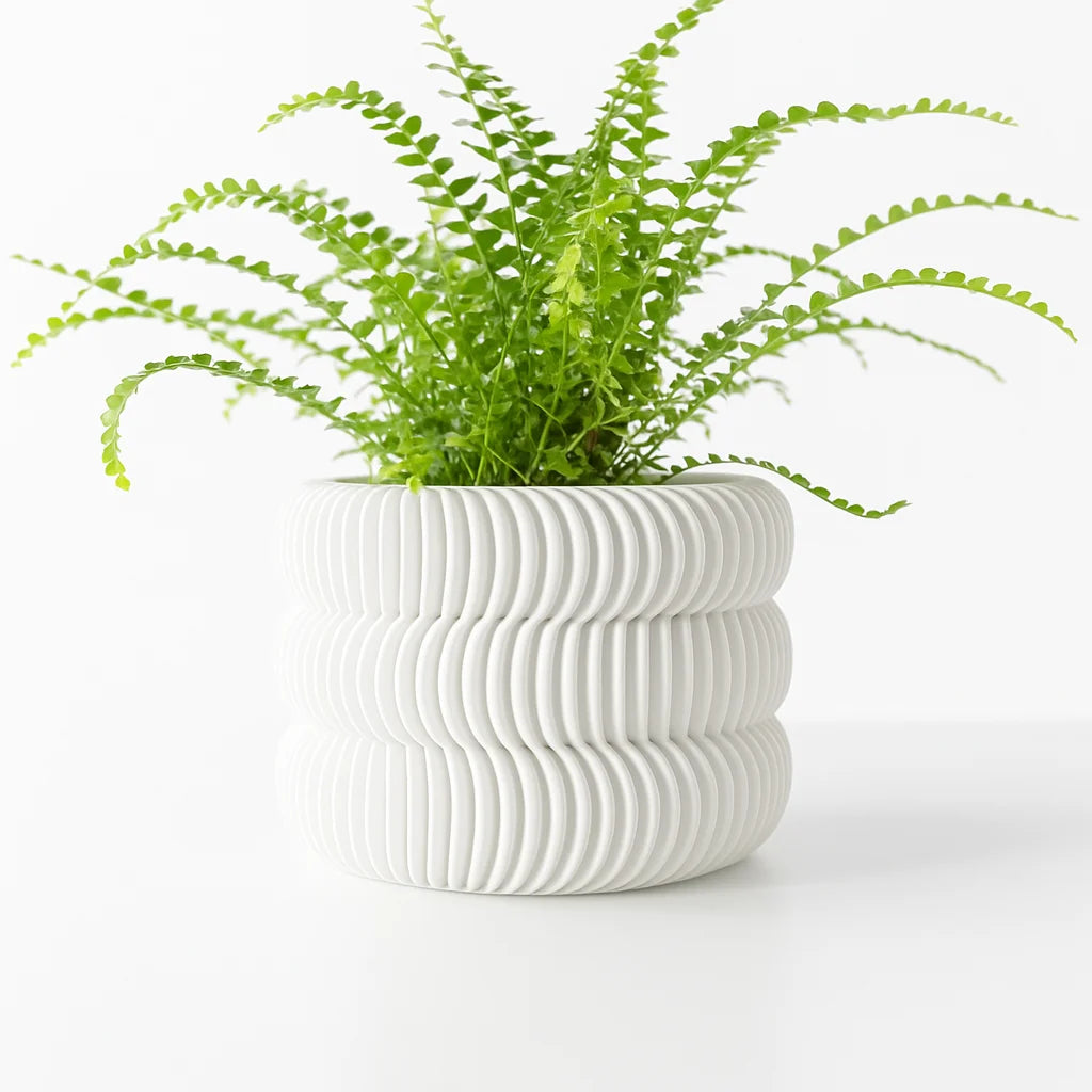 Modern Minimalist 3D Printed Plant Pot – Biodegradable Flower Planter for Home Decor, Eco-Friendly Sustainable Gift (Maro)
