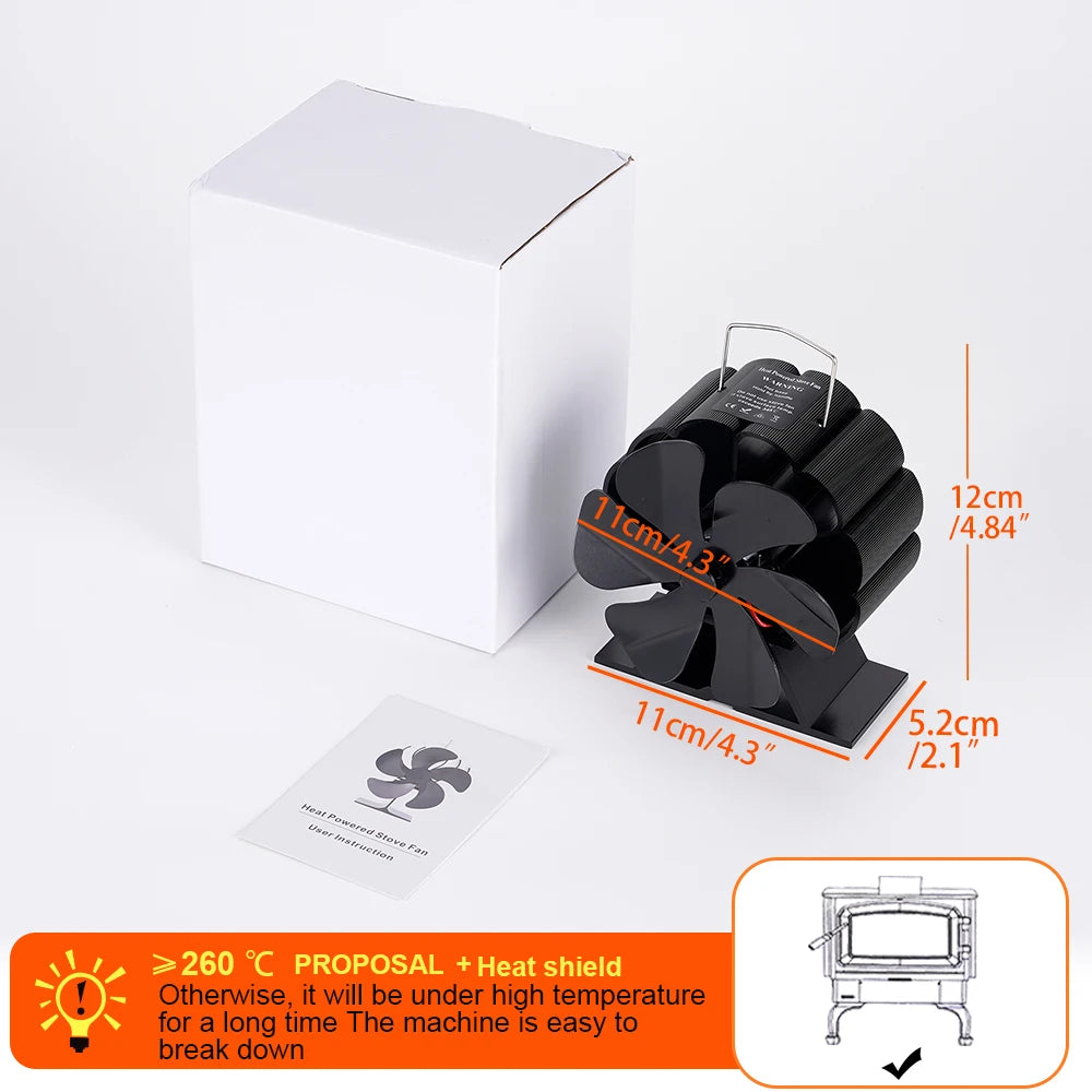 Mini Stove Fan 6Blades Heat Powered Fireplace Fan Log Wood Burner Heater Quiet Eco Hot Fan Home Efficient Heat Distribution