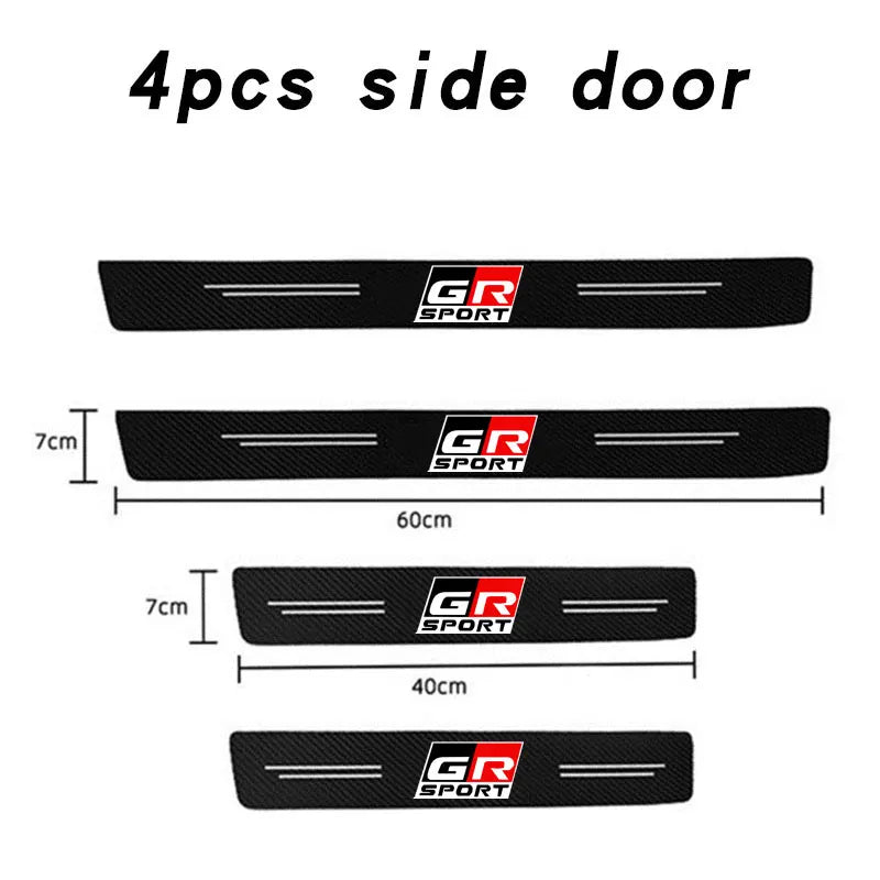 Car Sill pedal Rear Bumper Protection Stickers For Toyota GR Sport Gazoo Racing Yaris 86 Corolla Hilux Supra C-HR Accessories