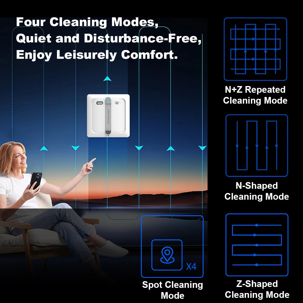 2026 Robot Window Vacuum Clean Liectroux S9,2 roller brusher,6-way water spray,9000Pa,APP control,Home Wall Glass Cleaning Robot