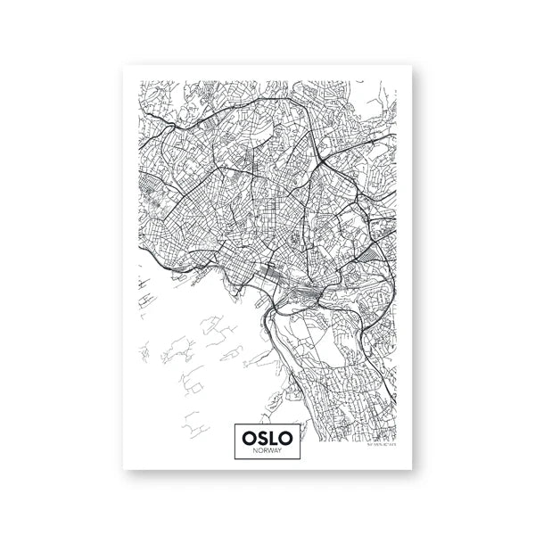 Modern City Oslo Map Minimalist Canvas Painting Black and White Wall Art Print Poster Pictures For Living Room Home Decor