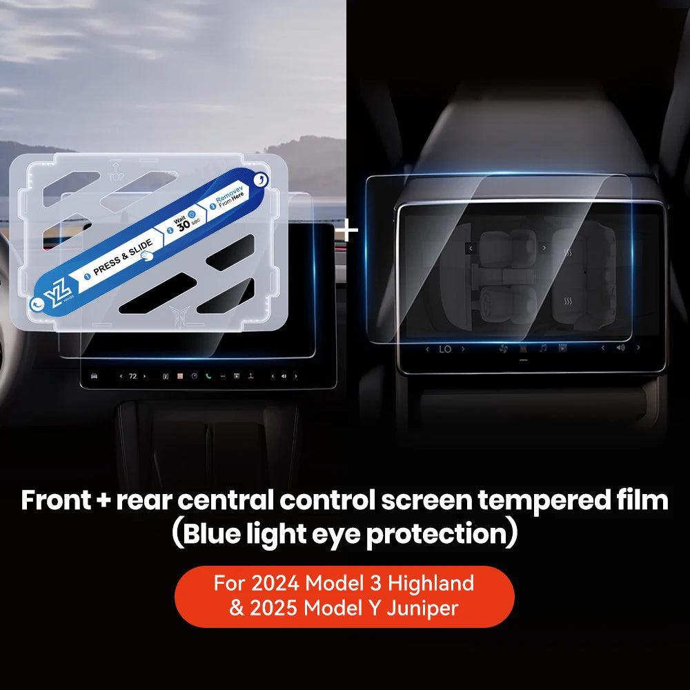 YZ For Tesla Model 3 Y Highland 2025 2026 Tempered Glass Film Protector Matte Glare HD Center Control Touch Screen protector