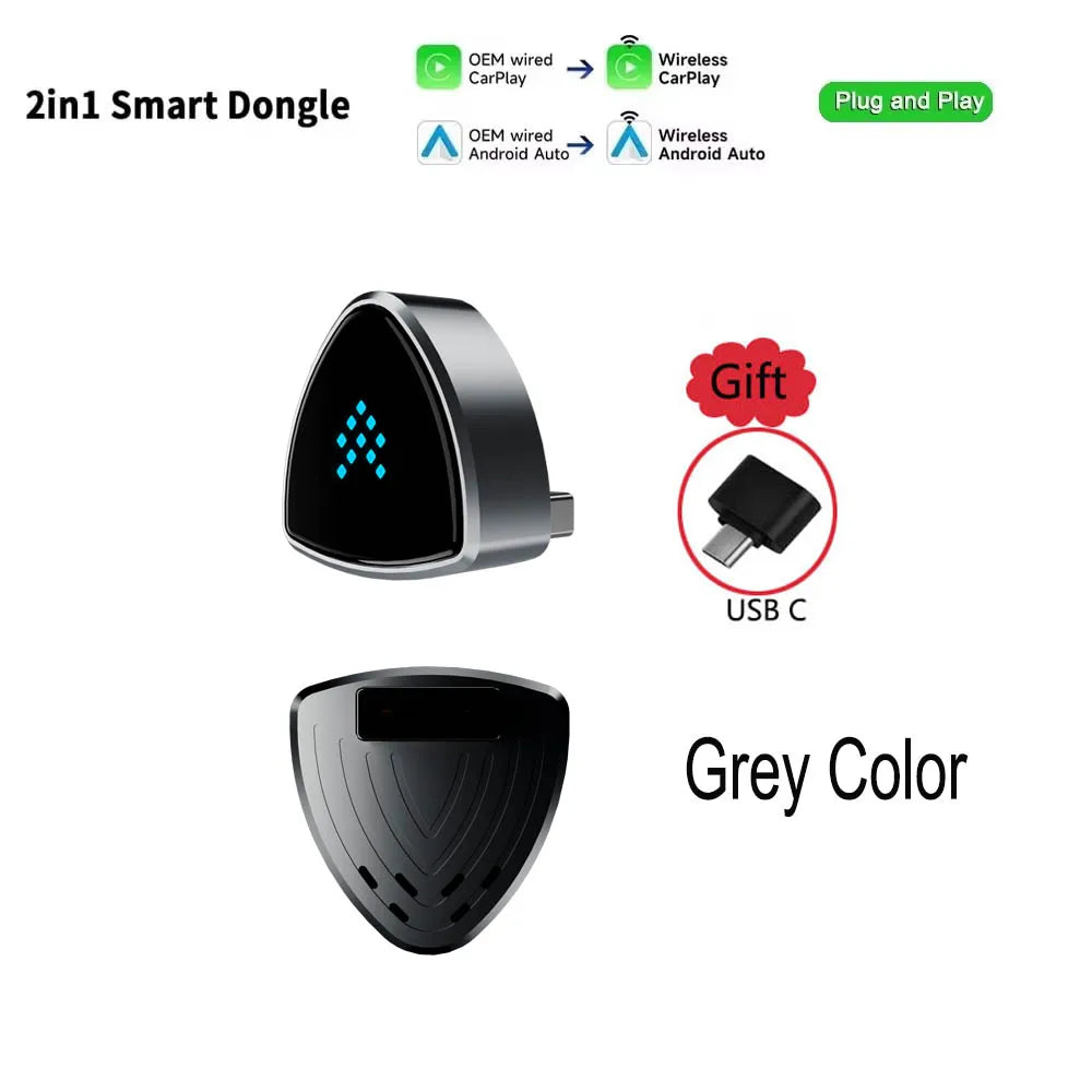 Skilldrive 2026 Mini CarPlay Wireless Adapter Android Auto Dongle USB C AI Smart Box Intelligent System for Wired CarPlay Car