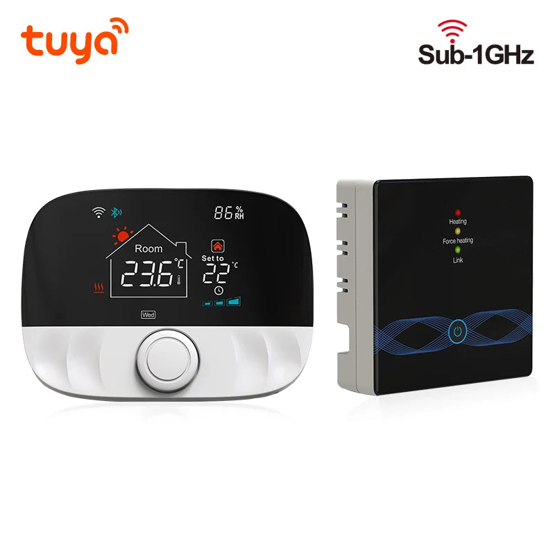 Tuya Smart Home Wifi Wireless Thermostats For Gas Boiler Tuya Battery Wifi Heating Thermostat Room RF Smart Life  Alexa Google
