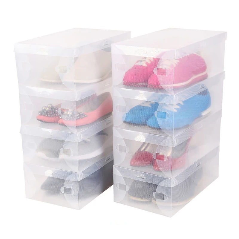 6/12/20 Foldable Dustproof Transparent Shoe Box Stackable Storage Box, Suitable For Living Room And Bed Bottom Storage