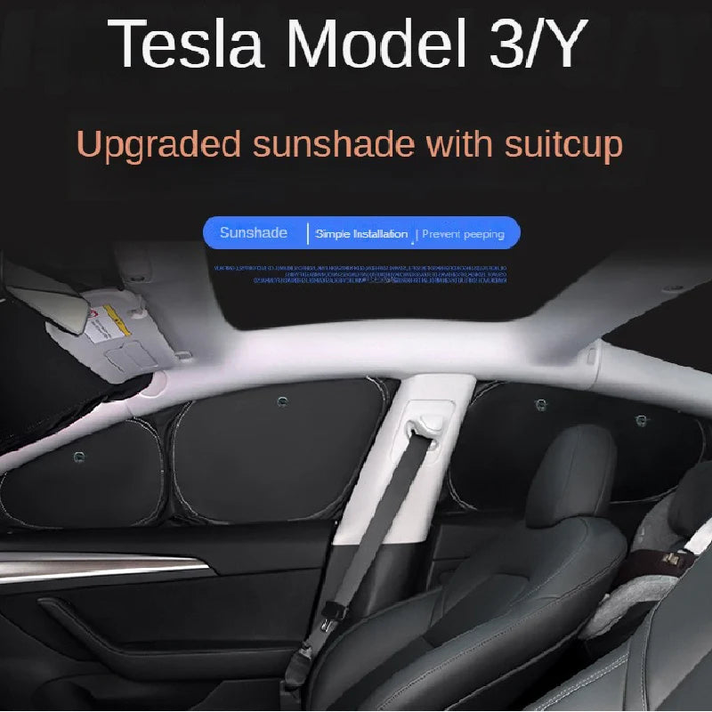 for Tesla Model 3 Y Juniper Highland 2025-2021 2026 Car Side Window Sunshade with Suction Cups Front Rear Windshield Privacy
