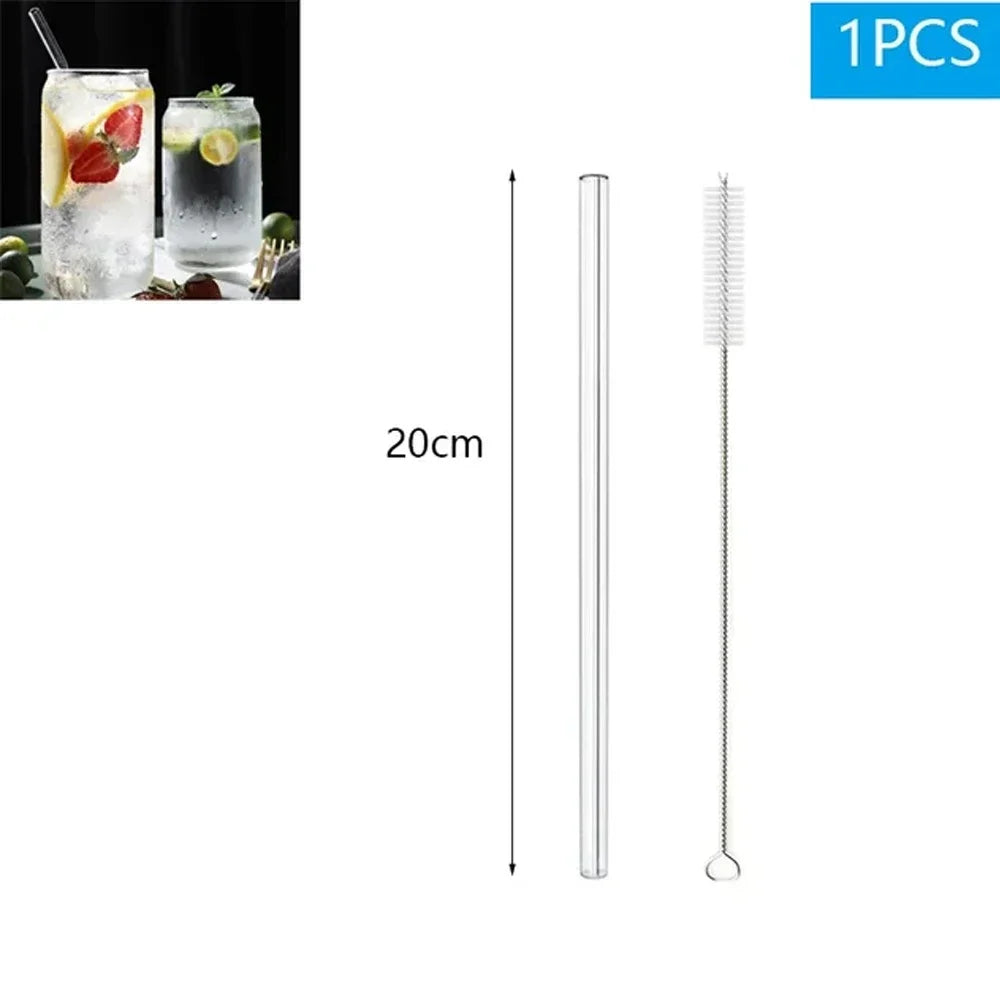 1-10Pcs Reusable Glass Straw Set High Borosilicate Smoothie Cocktails Straw Healthy Eco Friendly Drinking Straw with Clear Brush