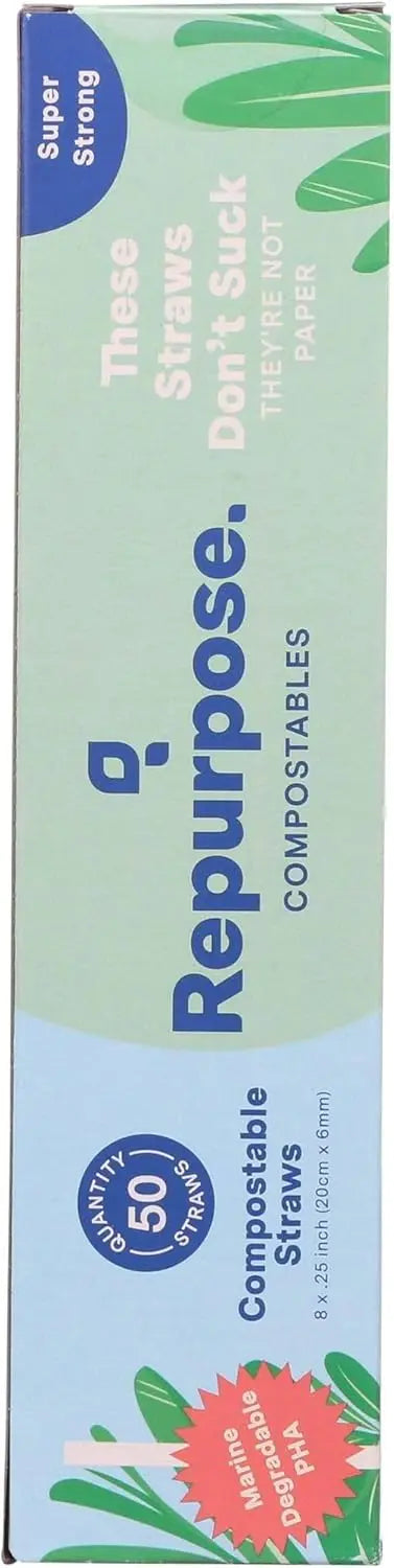 Eco-Friendly Bendy Straws, 50 Pack - Sustainable Plant-Based Alternative to Plastic
