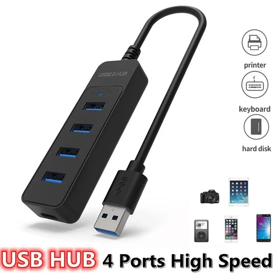 USB 3.0 Power Adapter 4 Ports Multi USB 2.0 Splitter Hub USB Hub Type C HUB Multiple Expander High Speed For Laptop Accessories