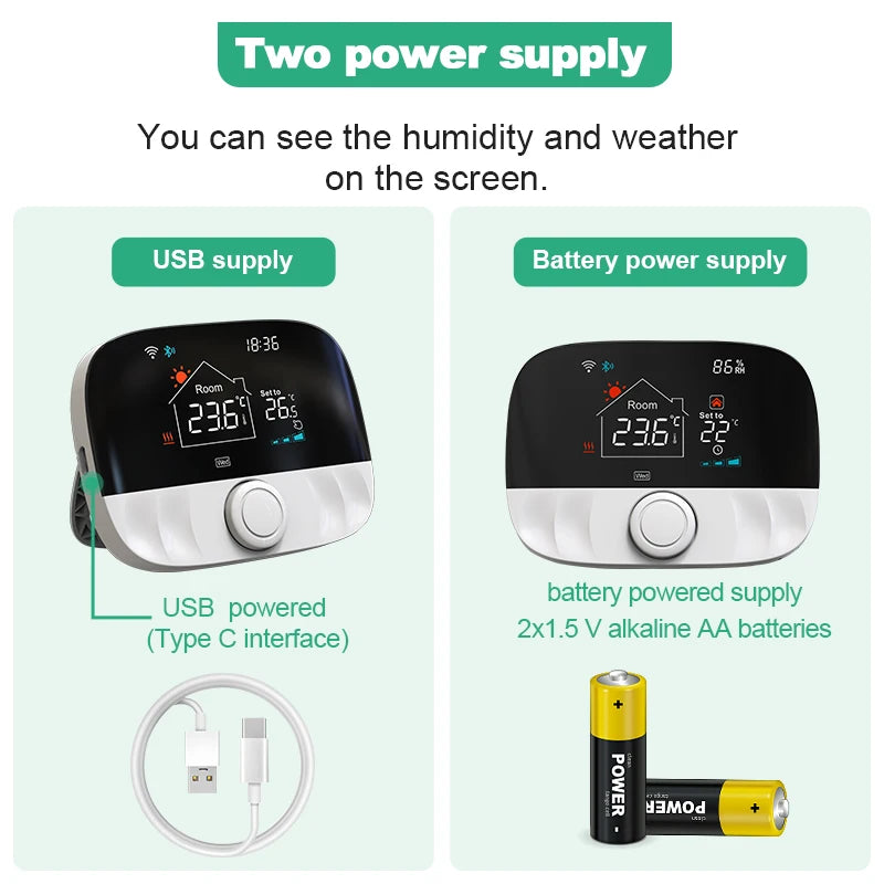 Tuya Smart Home Wifi Wireless Thermostats For Gas Boiler Tuya Battery Wifi Heating Thermostat Room RF Smart Life  Alexa Google