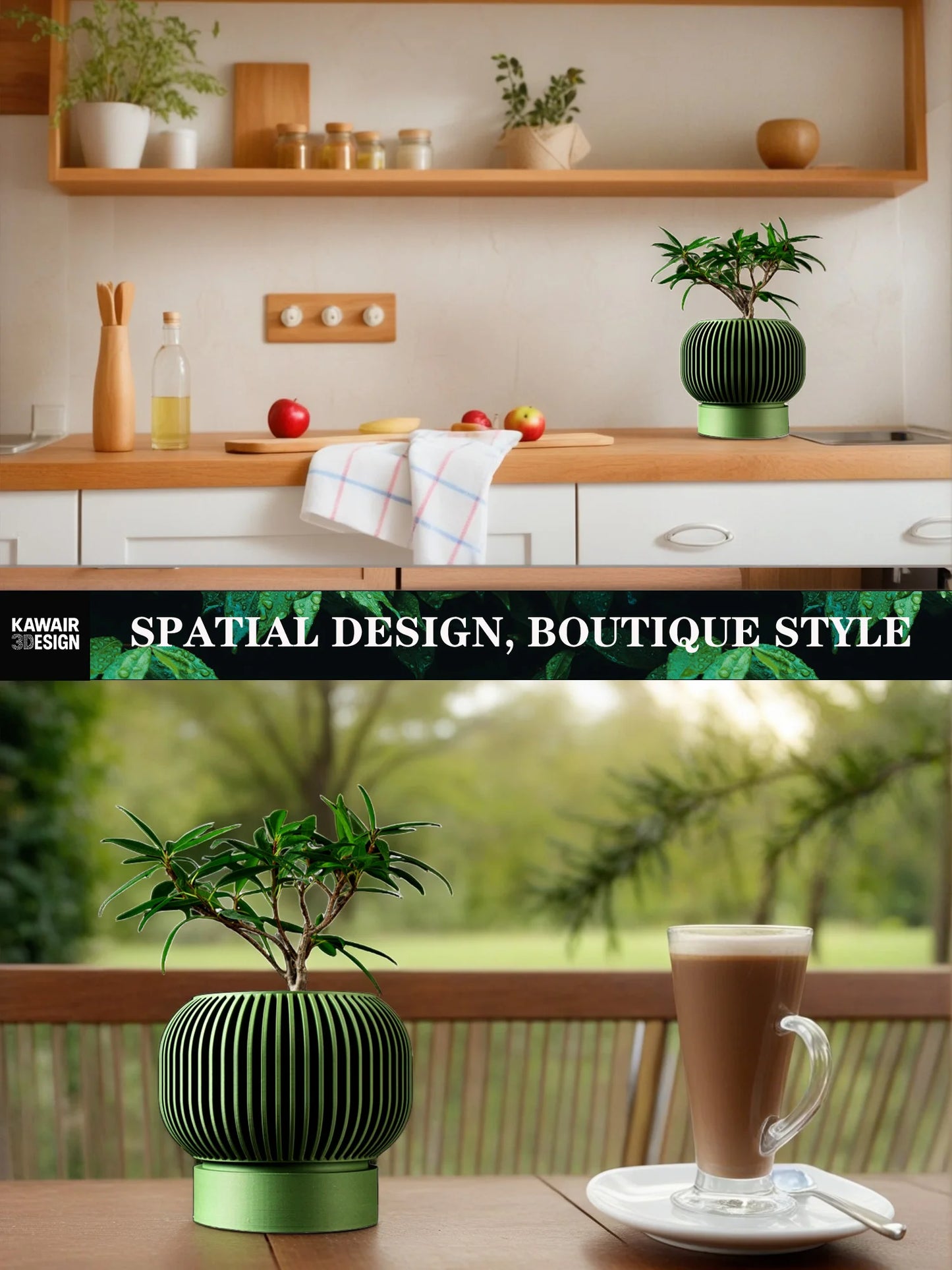 Modern Minimalist 3D Printed Plant Pot – Biodegradable Flower Planter for Home Decor, Eco-Friendly Sustainable Gift (Yuso)