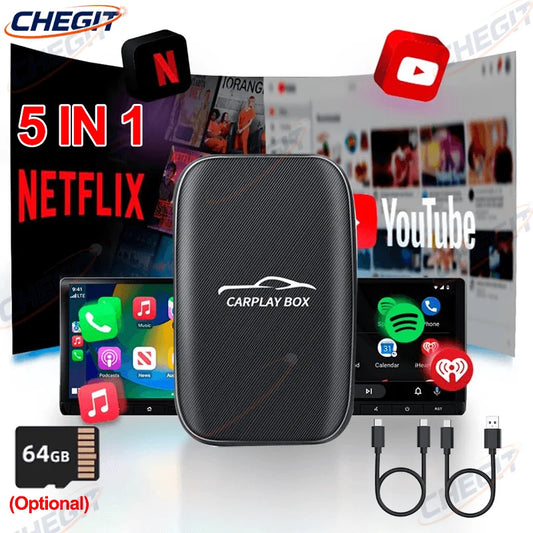 5 in 1 Carplay Ai Box Android Auto Wireless Carplay Adapter Carplay Car Multimedia Player Auto Connect For YouTube Netflix