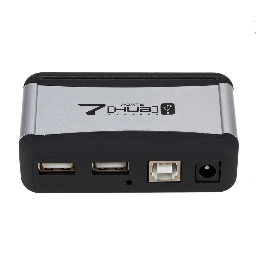 Vertical 7 Port USB Hub USB 2.0 Splitter with Power Adapter for PC Accessories