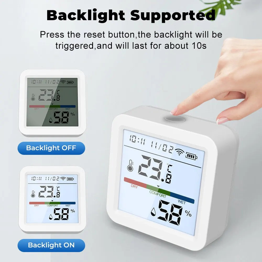 WiFi Temperature Humidity Sensor Tuya Smart Life App Backlight Hygrometer Thermometer Sensor Support Alexa Google Home Assistant