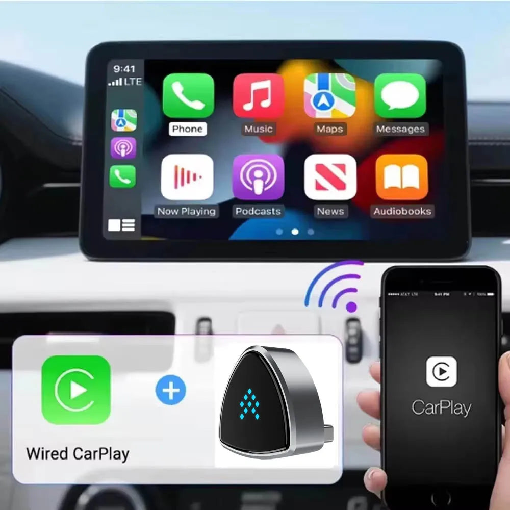 Skilldrive 2026 Mini CarPlay Wireless Adapter Android Auto Dongle USB C AI Smart Box Intelligent System for Wired CarPlay Car