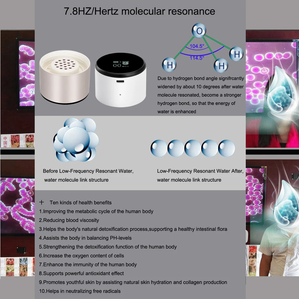 IHOOOH Low Frequency Resonance 7.8HZ Rich Hydrogen Water Generator Bottle Alkaline Hydrogen Water Anti Aging H2 Smart Water Cup