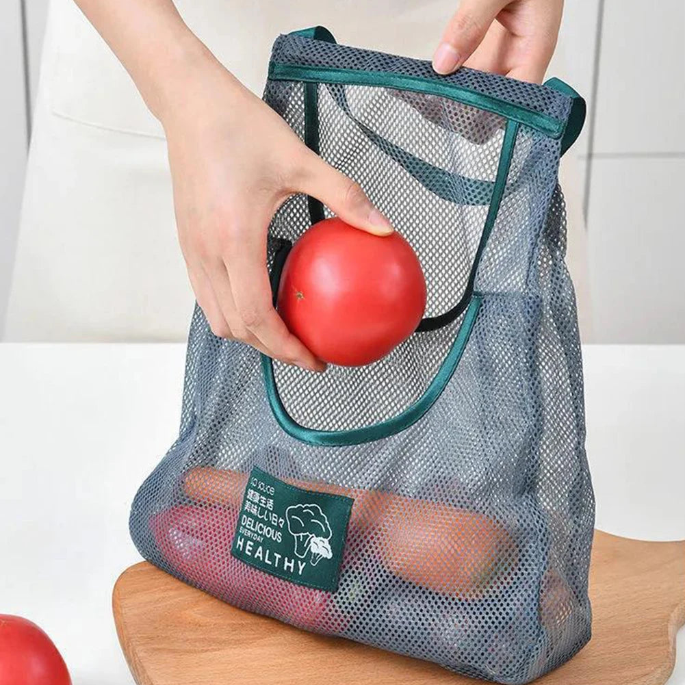 Fruit Vegetable Storage Bag Reusable Vegetable Mesh Bag Washable Eco Friendly Hollow Net Portable for Garlic Potatoes Onion