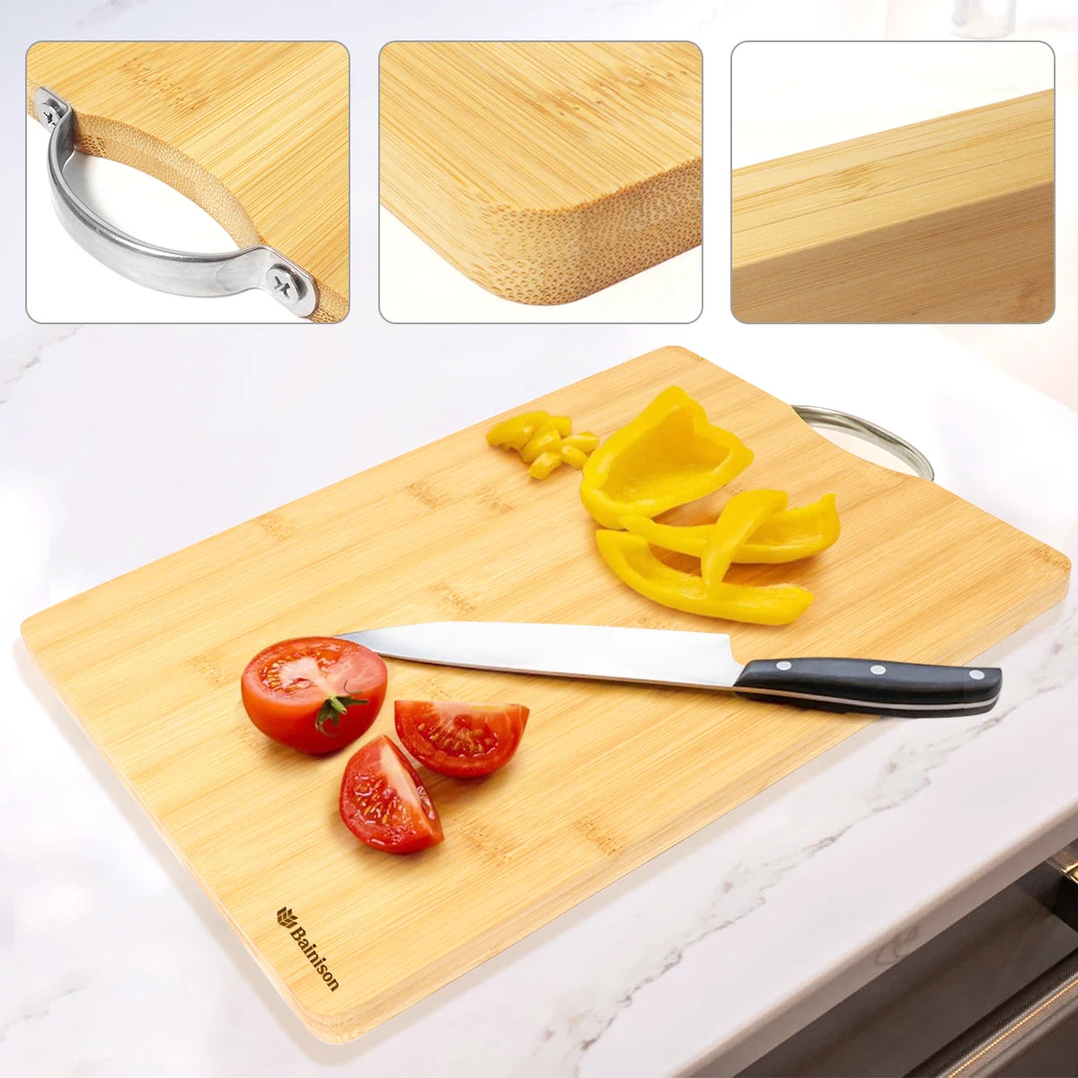 Bainison Creative Design Eco-Friendly Bamboo Cutting Board - Outdoor Cutting Board for Fish Meat Herbs (Foldable)
