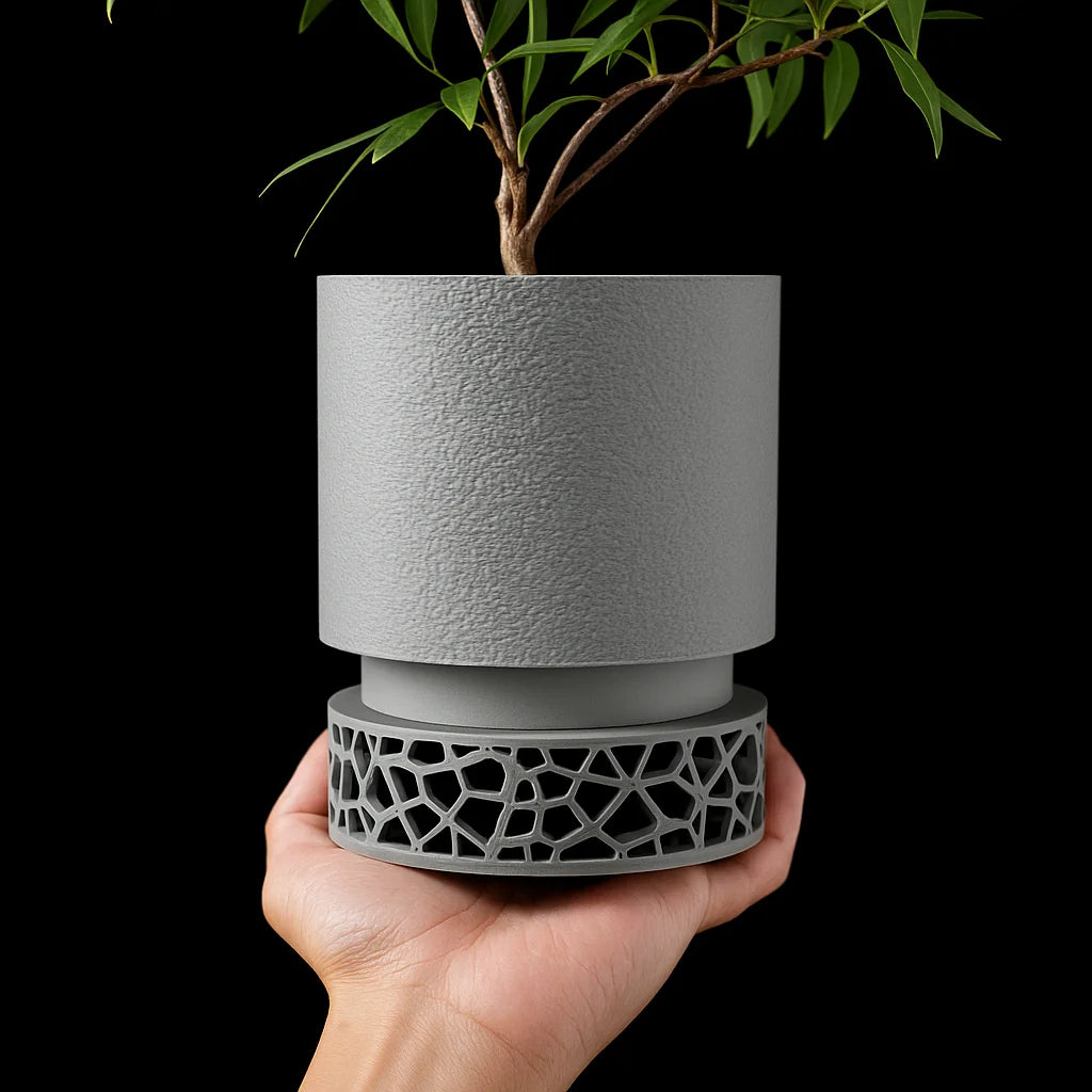Modern Minimalist 3D Printed Plant Pot – Biodegradable Flower Planter for Home Decor, Eco-Friendly Sustainable Gift (Vori )