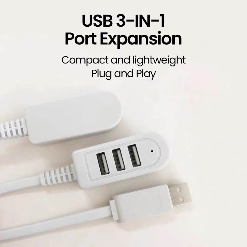3-in-1 USB2.0 HUB 2.0 2USB Extension Cable HUB Splitter USB 2.0 Hub Expander Power Adapter For PC Computer Accessories