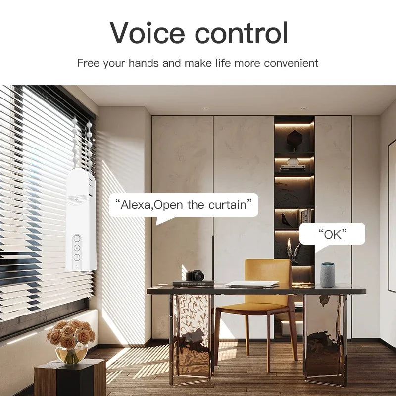 Tuya Zigbee Smart Motorised Blind Automatic Electric Roller Shutter Shadows Robot Driver Google Yandex Alice Alexa Voice Control