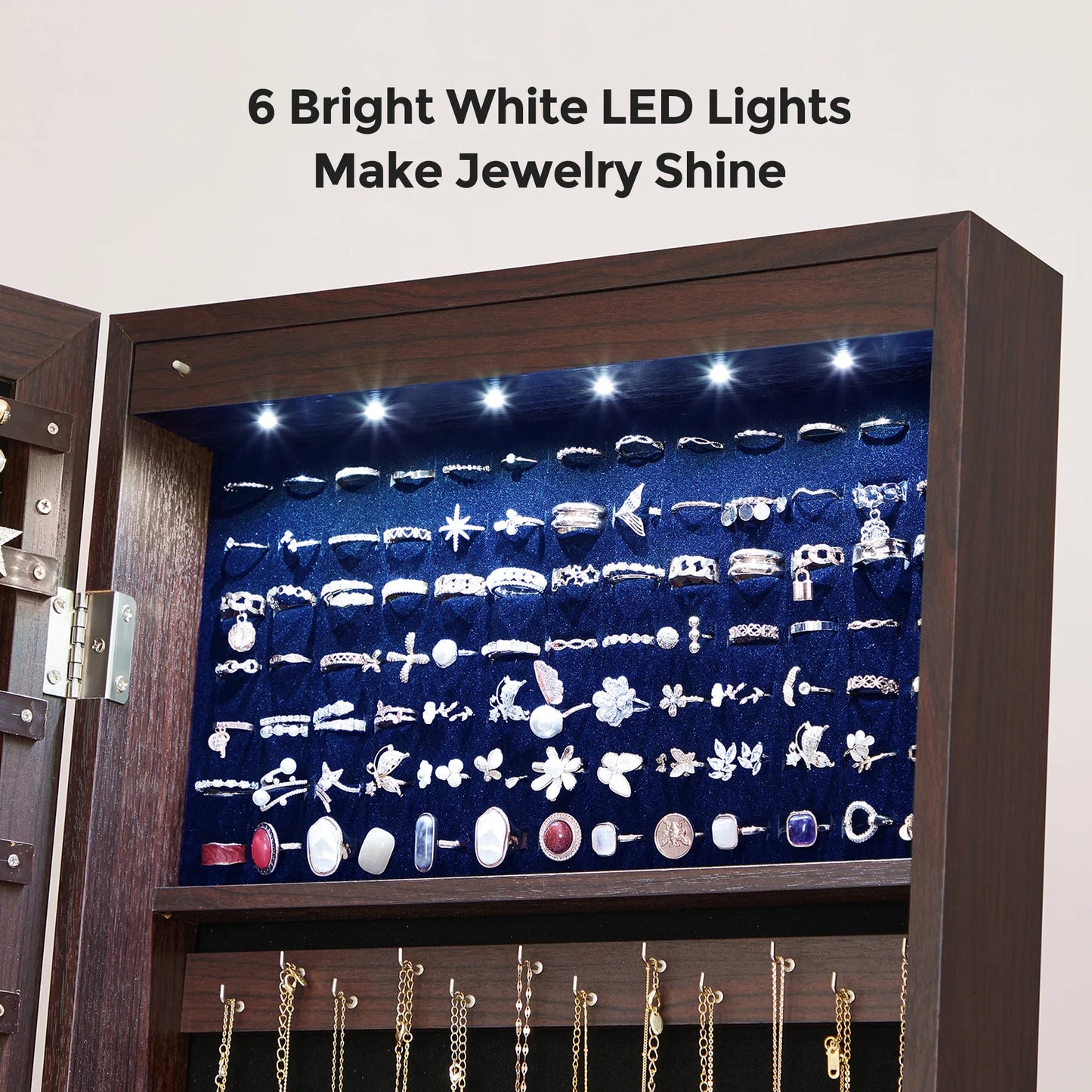 #Full Length Mirror Standing Lights Jewelry Cabinet Eco Friendly Mirror Jewelry Armoire with LED