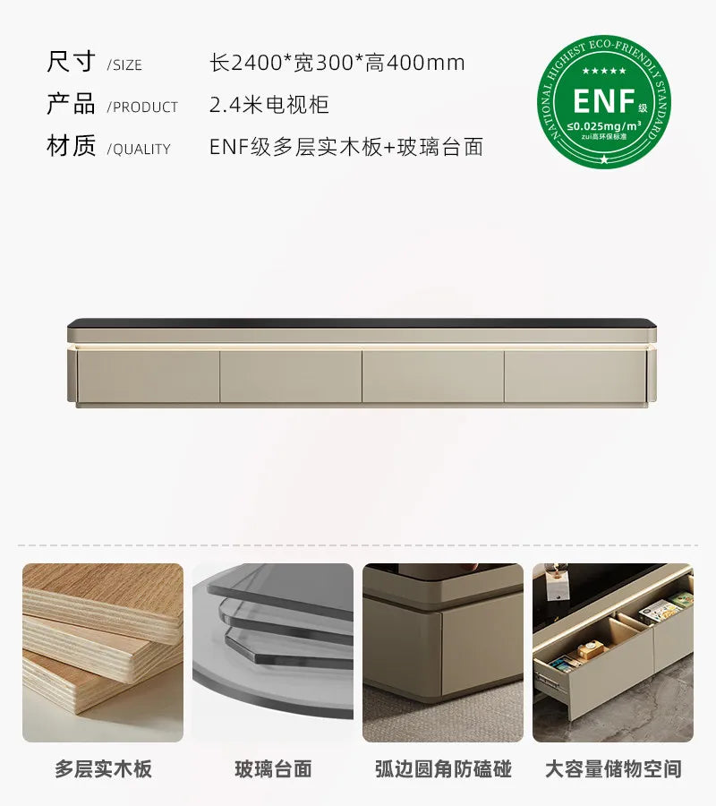 Modern Aesthetics TV Stand Sliding Doors Living Room Furniture Elegant Space Saving TV Stand Eco Friendly Materials Sustainable