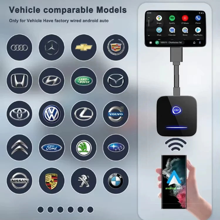 2in1 Wireless Carplay apple Android Auto 2025 Adapter,Plug & Play Fits Cars From 99% And IPhone IOS 10+ & Android 11+ - K5