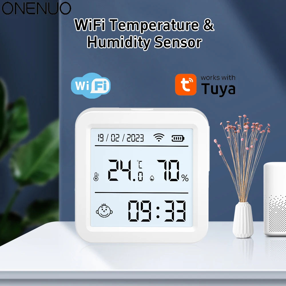 WiFi Temperature Humidity Sensor Tuya Smart Life App Backlight Hygrometer Thermometer Sensor Support Alexa Google Home Assistant