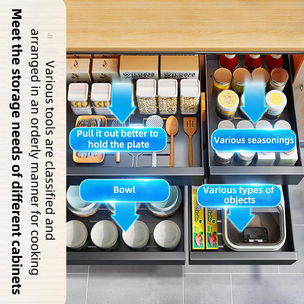 Pull Out Cabinet Organizer, Carbon Steel Slide Out Drawers Pantry Shelves, Home Organizers For Kitchen Bathroom Pantry