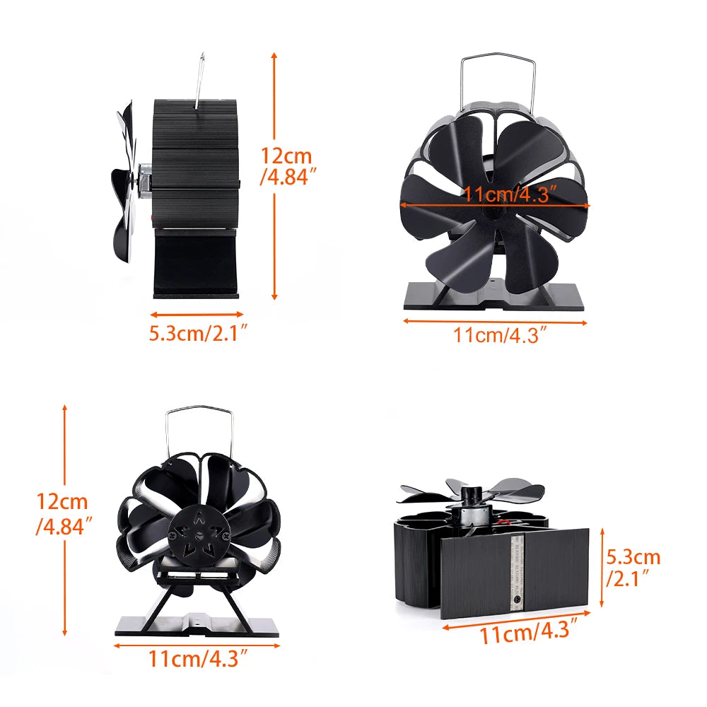 Mini Stove Fan 6Blades Heat Powered Fireplace Fan Log Wood Burner Heater Quiet Eco Hot Fan Home Efficient Heat Distribution