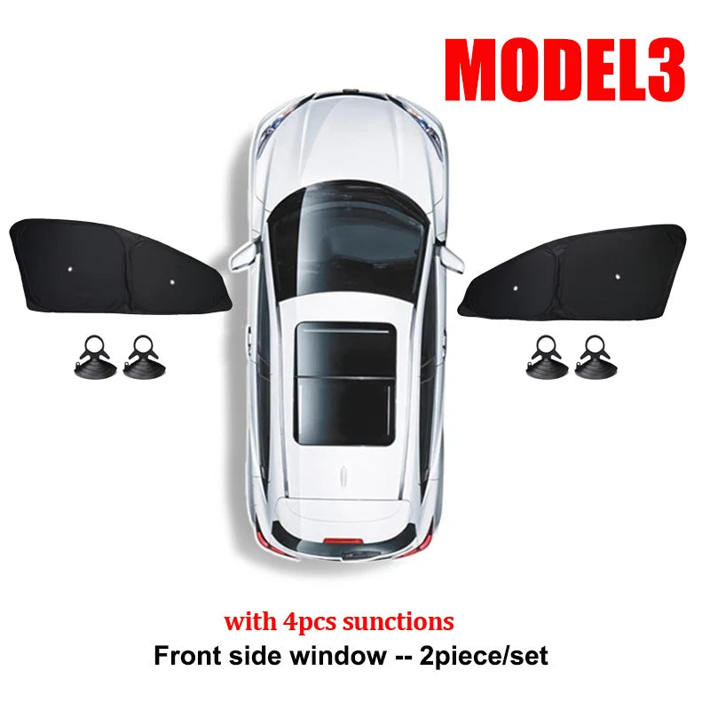 for Tesla Model 3 Y Juniper Highland 2025-2021 2026 Car Side Window Sunshade with Suction Cups Front Rear Windshield Privacy