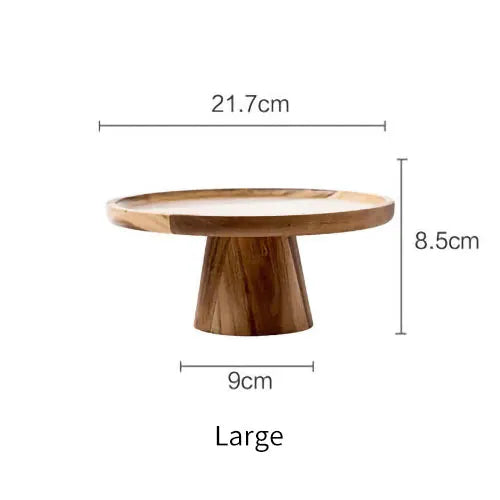 KEMORELA High Stand Wooden Cake Plate Creative Food Serving Trays Eco Natural Wood Dessert Fruit Snack Tray Home Decor