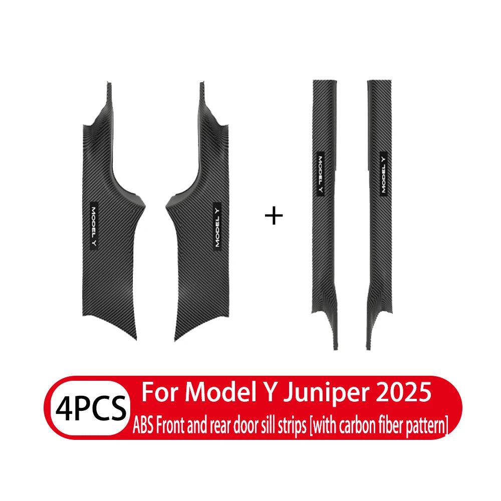 2 4 8PcsFor Tesla NewModelY Juniper 2025 ABS Front Rear Door Sill Protector Threshold Strip Anti-kick Guard Panel Waterproof Pad