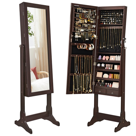 #Full Length Mirror Standing Lights Jewelry Cabinet Eco Friendly Mirror Jewelry Armoire with LED