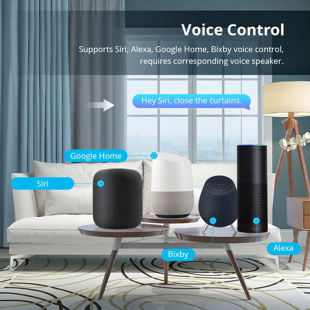 Zemismart Matter WiFi Smart Electric Curtain Motor with Sliding Track, Works with Alexa Google Home Apple HomeKit Tuya App