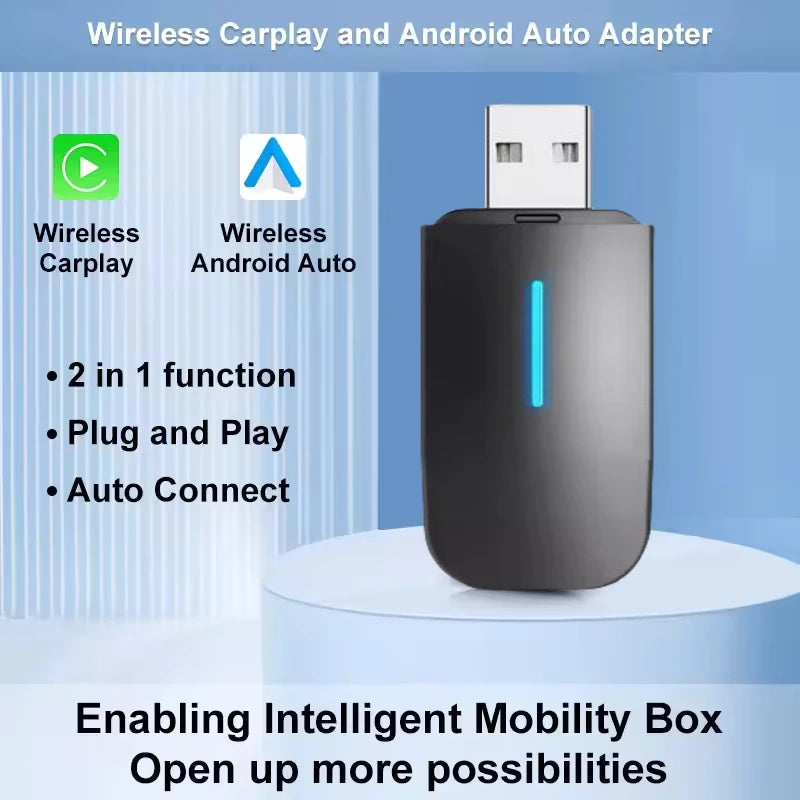 LEXXSON Dual Interface Wireless CarPlay Android Auto Wireless USB TYPE-C Adapter Smart Mini Box Plug Fast Connect Universal