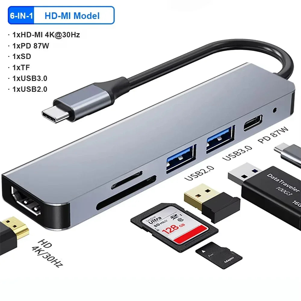 11 Ports USB C HUB Docking Station RJ45 Adapter to HDMI-Compatible 4K VGA SD/TF Card 3.5MM AUX 11-in-1 for PC Laptop Splitter