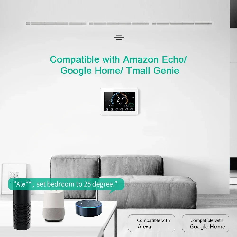 TUYA Wi-Fi Smart Large Colorful Screen Room Programmable Air Thermostat WIFI for Switch Heating Cooler Bridge Voice Alexa