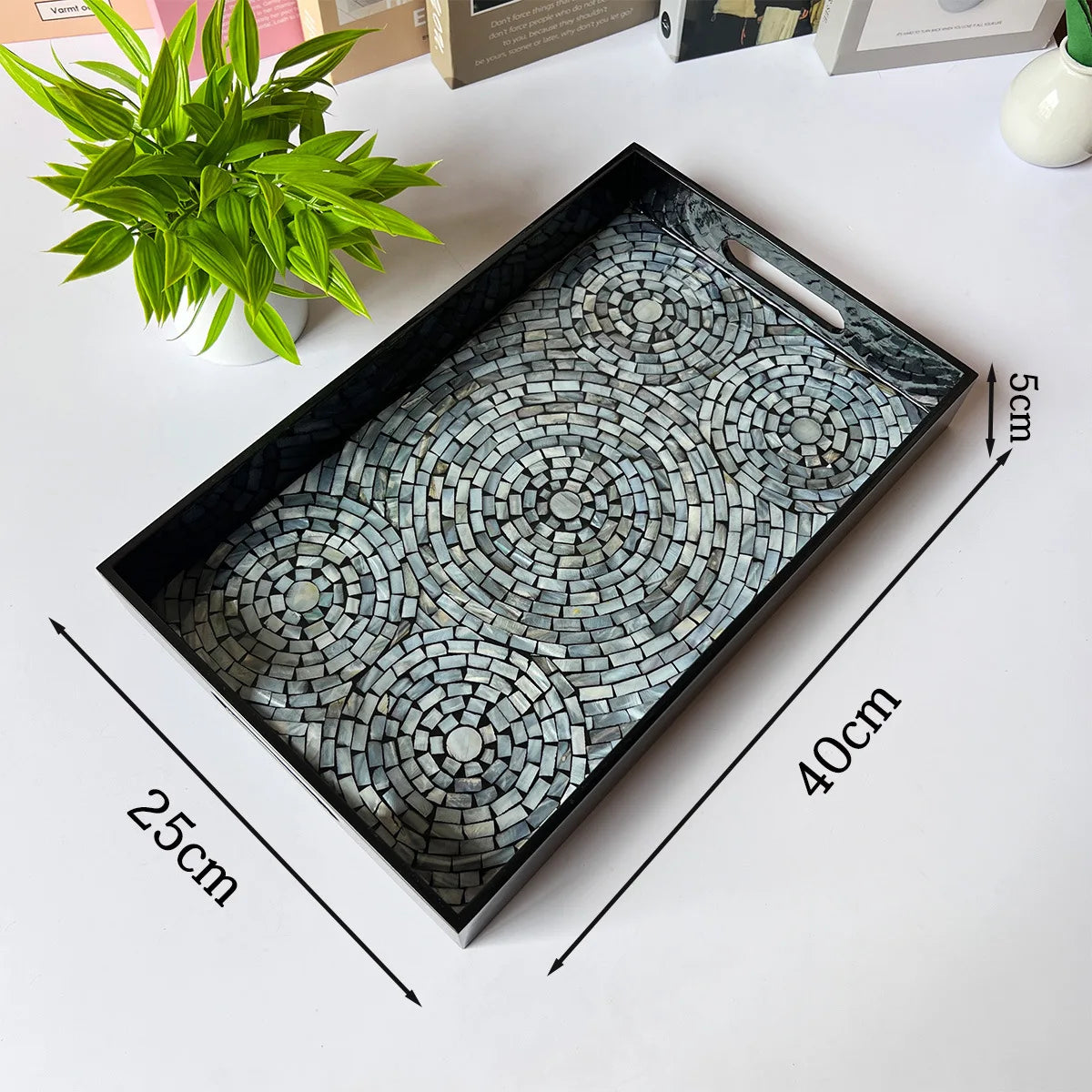 Light Luxury Natural Shells Household Storage Tray Rectangle Living Room Coffee Table Dim Sum Snack Storage for Household