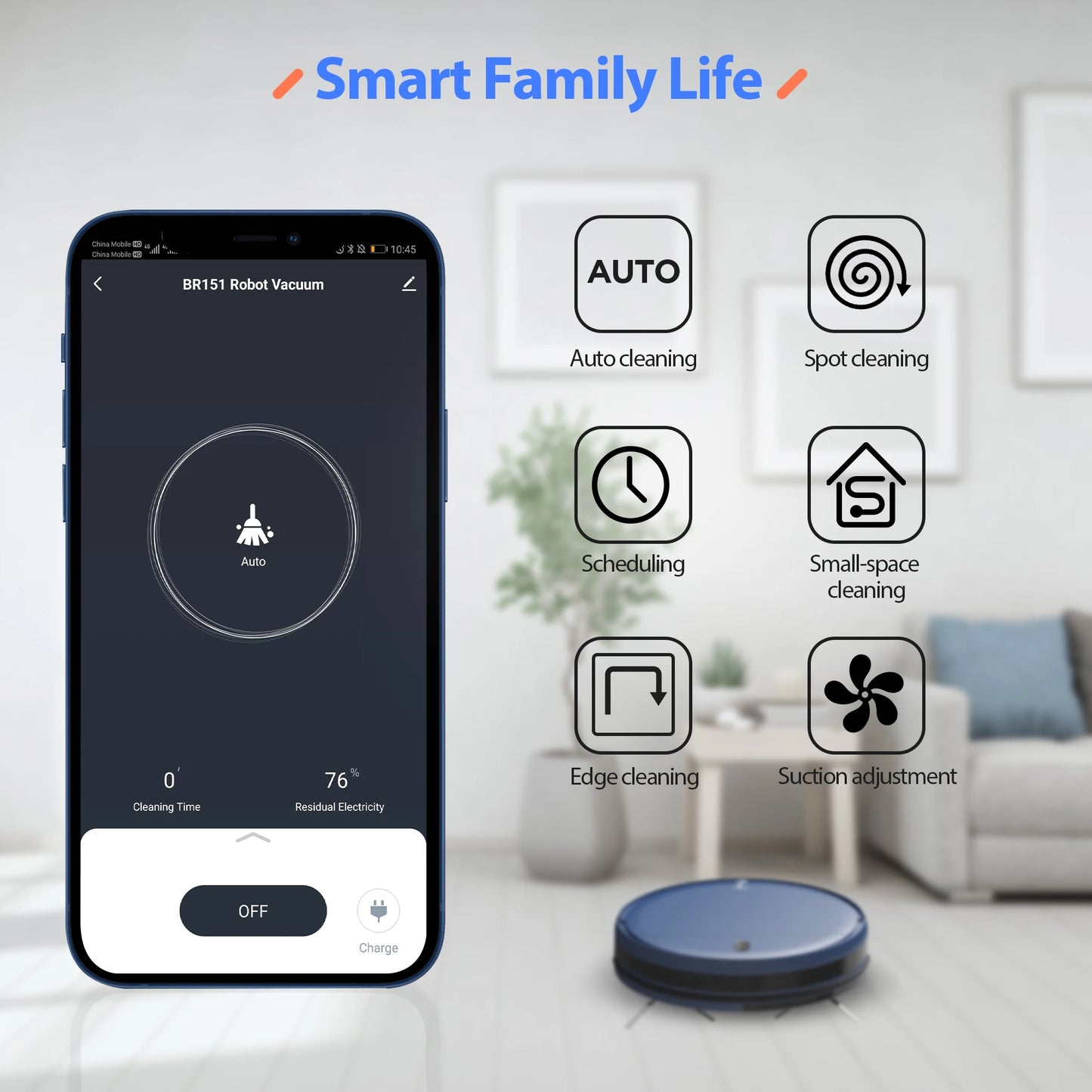 OMESER Blue Robot Vacuum and Mop Combo 2 in 1 Robot Mop and Vacuum 5000Pa Robotic Vacuum Cleaner Floor Carpet Washing Appliance