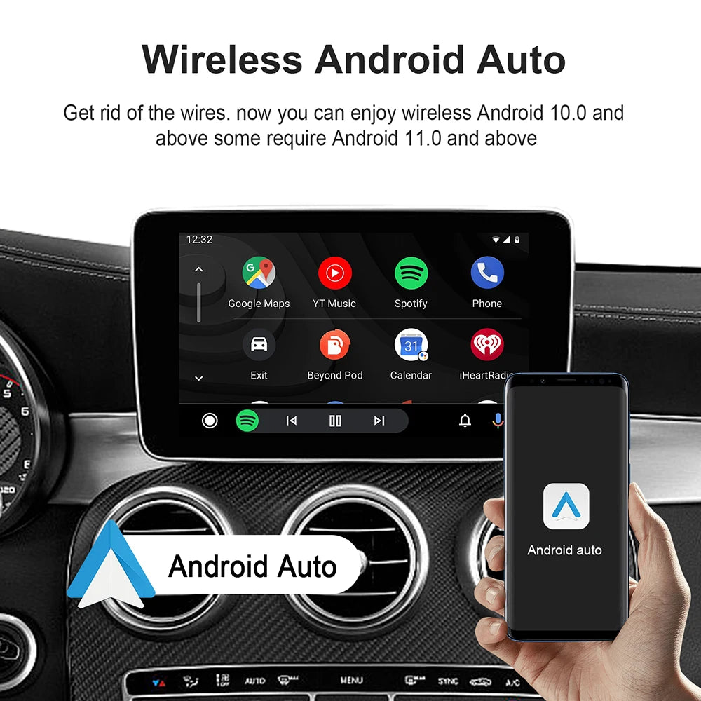 2025 ANYFAR Android 13 3in1 CarPlay Ai Box Wireless Android Auto USB Adapter 2G 32G For Youtube Netflix Automatic Connection